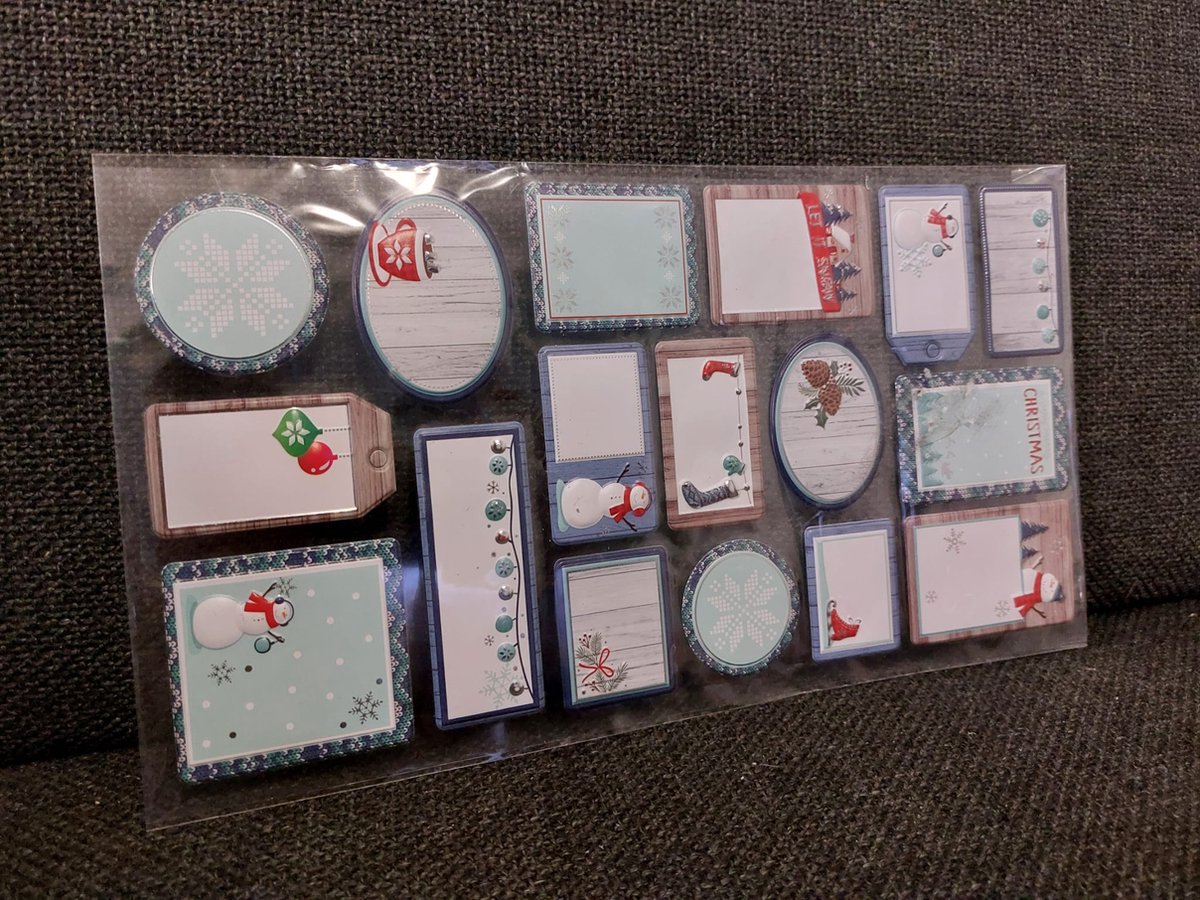 3D Kerststickers - Set van 17 kerststickers - Stickers voor kerstkaarten - Scrapbook - Dagboek - Kerstdecoratie | Blauw